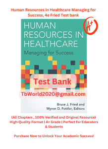 Human Resources in Healthcare Test Bank, 4e