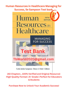 HR in Healthcare Test Bank: Managing for Success, 5e