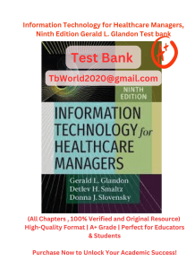 Healthcare IT Test Bank: Glandon, 9th Edition