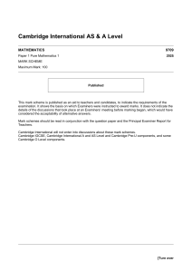 Cambridge A Level Mathematics 9709 Mark Scheme 2025