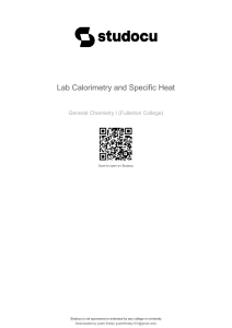 Calorimetry & Specific Heat Lab Report - Chemistry Experiment