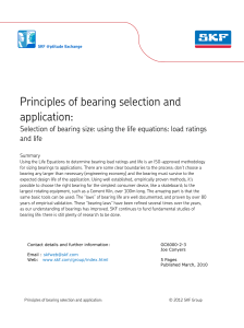 Bearing Selection & Life Equations: Principles & Application