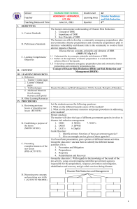 DRRR Lesson Plan: Disaster Readiness & Risk Reduction Grade 12