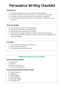 Persuasive Writing Checklist for Students