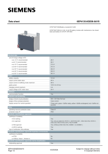 SITOP BAT1600 Battery Module Data Sheet