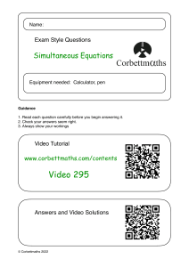 Simultaneous Equations Exam Questions