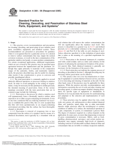 Stainless Steel Cleaning & Passivation: ASTM A380 Standard