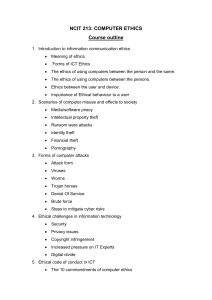 Computer Ethics Course Outline - NCIT 213