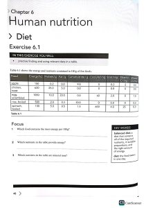 Human Nutrition: Diet & Food Nutrients