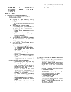 Dermatology: Heat & Cold Injuries - Lecture Notes