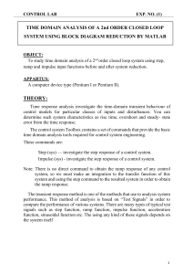 MATLAB Time Domain Analysis: 2nd Order Closed Loop System