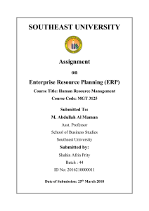 ERP Assignment & Management Trainee Cover Letter