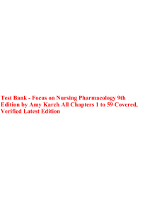 Nursing Pharmacology Test Bank - Karch 9th Edition