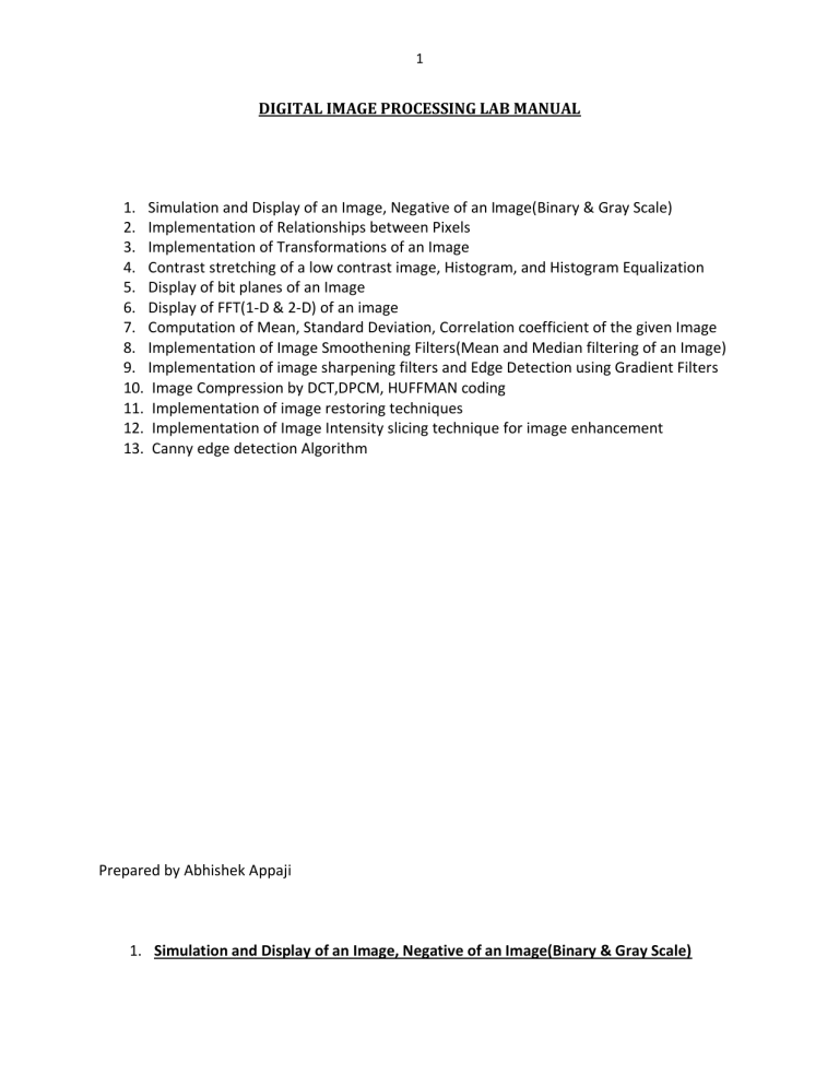 Digital Image Processing Lab Manual