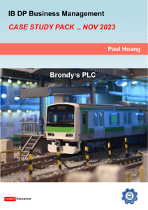 IB DP Business Management Case Study: Brondy's PLC Nov 2023