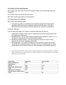 Mr. Franklin's Investment Policy Statement & Asset Allocation