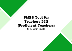 PMES Tool for Teachers I-III (Proficient)