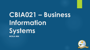 Business Information Systems: CBIA021 Presentation