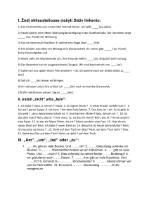 Deutsches Grammatik-Arbeitsblatt: Dativ, Nicht/Kein, Präpositionen