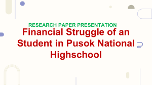 Student Financial Struggles at Pusok National High School