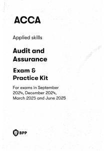 ACCA Audit & Assurance Exam Practice Kit (2024-2025)