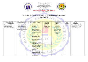 Number Recognition Action Plan for Elementary School