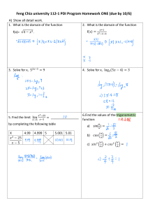 Calculus & Trig Homework: Limits, Domains, Equations