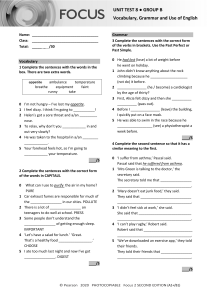 English Unit Test: Vocabulary, Grammar, Use of English