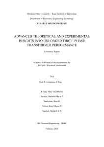 Three-Phase Transformer Performance: Unloaded Lab Report
