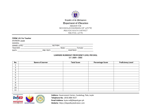 Learner Numeracy Proficiency Form - Leyte Division