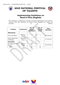 Read-A-Thon (English) Guidelines - National Festival of Talents