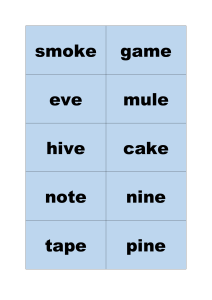 CVC & CVCE Word List for Early Readers