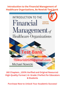 Healthcare Financial Management Test Bank