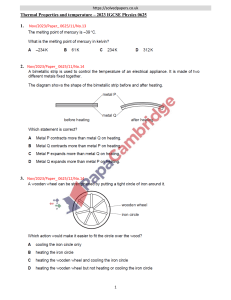 IGCSE Physics: Thermal Properties & Temperature Questions