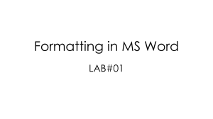 MS Word Formatting Lab Assignment