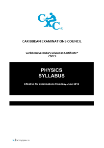 CSEC Physics Syllabus with Specimen Papers and Mark Scheme-Keys