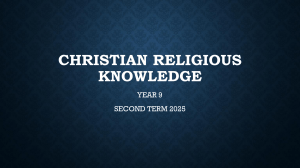 Dignity of Labour: Year 9 Christian Religious Knowledge