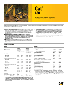 Especificaciones y características de la retroexcavadora Cat 420