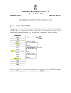 Ejercicios de Estadística: Cuartiles, Deciles, Percentiles