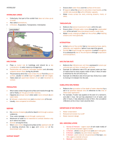 Hydrology: Infiltration, Runoff & Soil - Lecture Notes