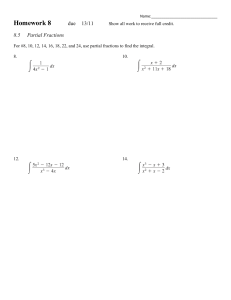 Partial Fractions Homework: Calculus Integrals