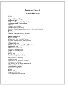 Calculus & Vectors 12: Table of Contents