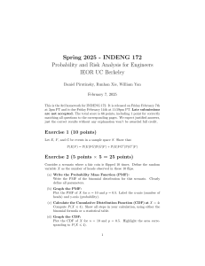 Probability & Risk Analysis Homework - INDENG 172