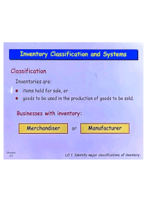 Inventory Classification and Systems Presentation