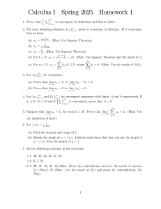 Calculus I Homework: Sequences, Limits, and Functions