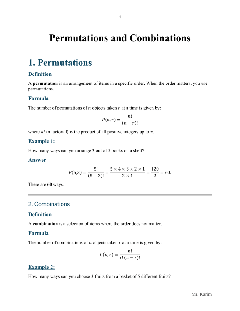 Permutations and Combinations: IGCSE Math Guide