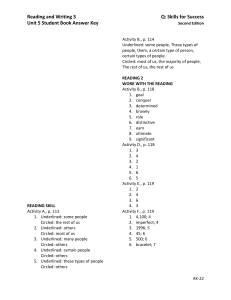 Reading & Writing 3 Unit 5 Answer Key | Skills for Success