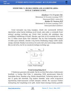 Simmetrik Shifrlash Algoritmlarida Festal Tarmoqlari