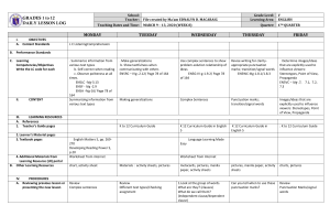 Grade 5 English Daily Lesson Log: Week 8, 4th Quarter