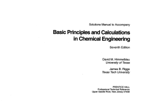 Chemical Engineering Solutions Manual, 7th Edition